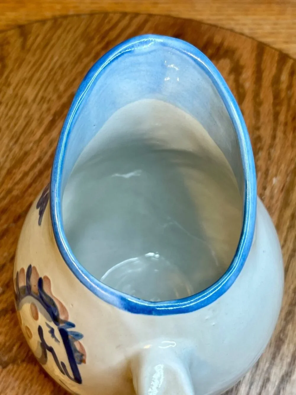 Vintage M.A. Hadley Pot Belly Milk Pitcher - Country Scene Blue-Horse